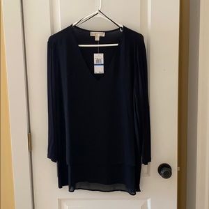 Michael Kors black blouse with layered hem